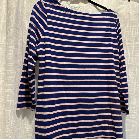 Crown & Ivy Women's X-Large Shirt Pink White Stripe 3/4 Sleeve Casual Top - Picture 2 of 10